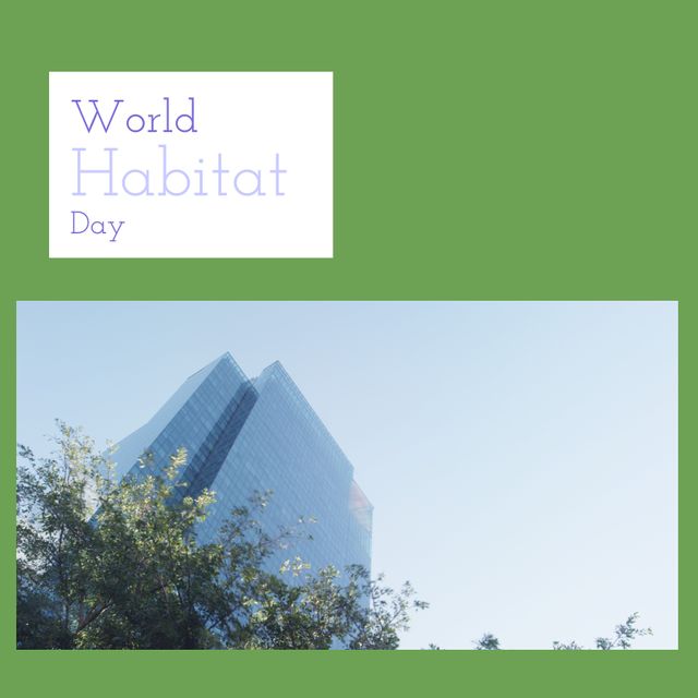 World Habitat Day Celebratory Text Overlay on Cityscape Background - Download Free Stock Templates Pikwizard.com