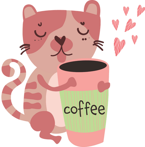 cartoon cat holding coffee cup on transparent background - Download Free Stock Videos Pikwizard.com