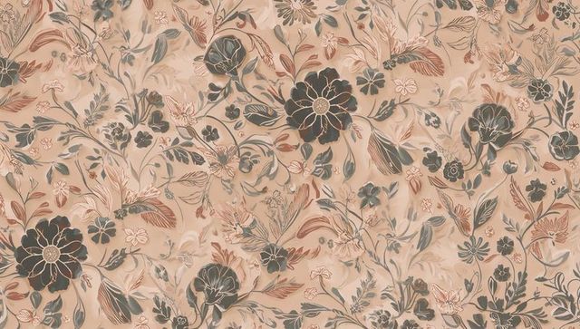 Peach floral seamless pattern featuring stylized blossoms and leaves for textile design