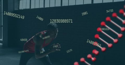 Technology Integration in Fitness with DNA and Jogging Man - Download Free Stock Images Pikwizard.com