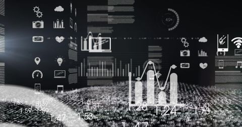 Abstract Digital Data Flow with Futuristic Interface Symbols - Download Free Stock Images Pikwizard.com