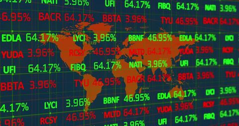 Digital Display of Global Financial Data on World Map - Download Free Stock Images Pikwizard.com