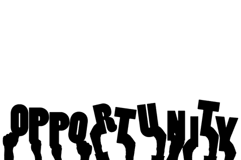 Hands holding opportunity text transparent background