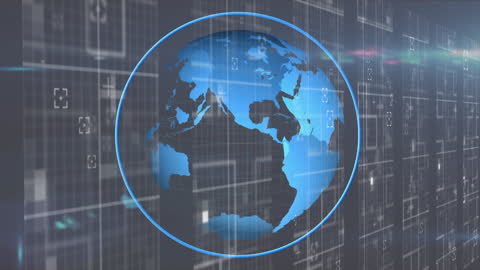 Digital Globe with Flickering Data Background
