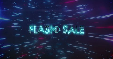 Flash sale announcement with futuristic neon effects