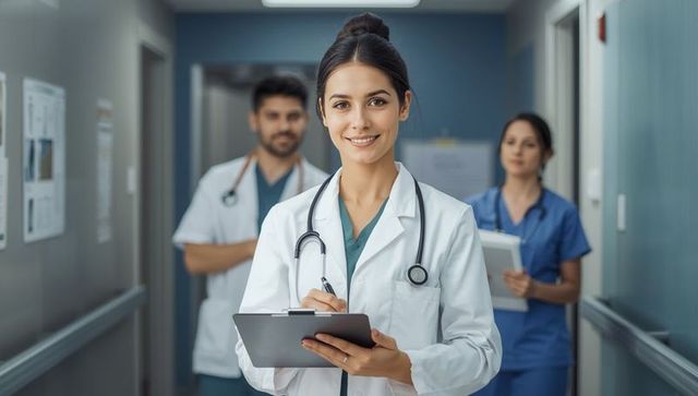 Professional Medical Team in Hospital Corridor