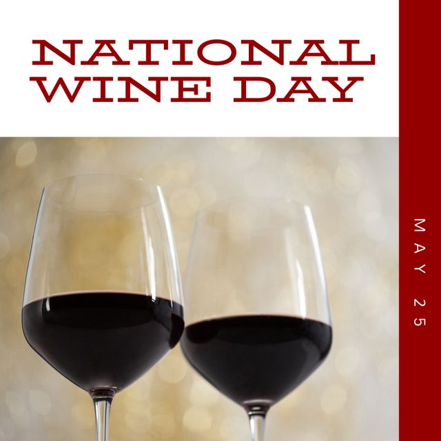 National Wine Day Celebration with Two Red Wine Glasses - Download Free Stock Templates Pikwizard.com