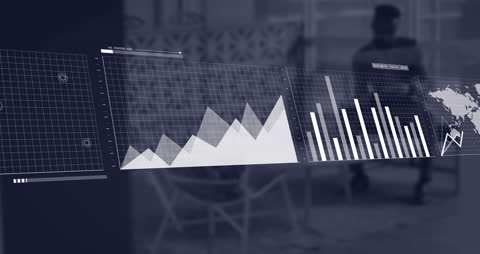 Businessman Analyzing Financial Data with Digital Display
