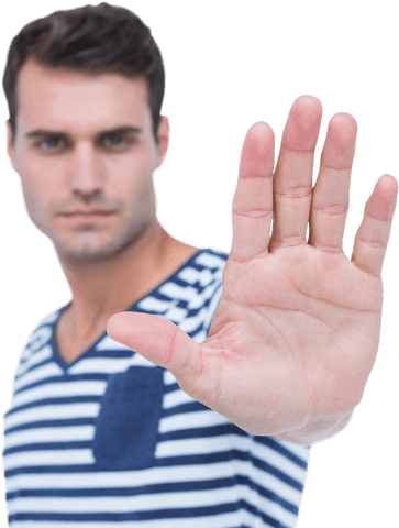Transparent Portrait of Serious Man Making Stop Gesture - Download Free Stock Videos Pikwizard.com
