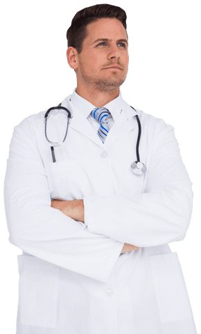 Confident Doctor in White Coat Standing with Arms Crossed Transparent Background - Download Free Stock Videos Pikwizard.com