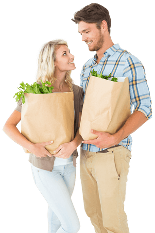 happy couple holding grocery bags transparent background - Download Free Stock Videos Pikwizard.com