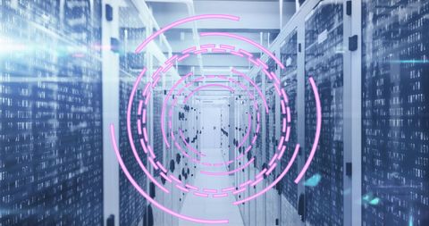 Digital Dynamic Interaction in Data Server Room with Loading Circles - Download Free Stock Images Pikwizard.com