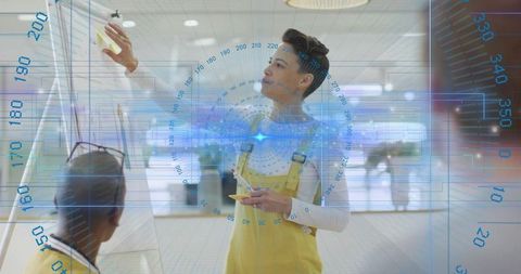 Modern Team Collaboration with Futuristic Technology Interface