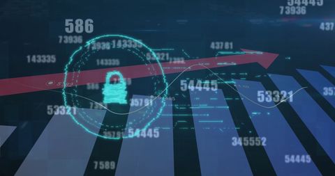 Holographic Lock Securing Digital Financial Data - Download Free Stock Images Pikwizard.com