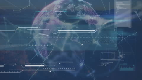 Digital Global Network Connections and Data Processing Visualization