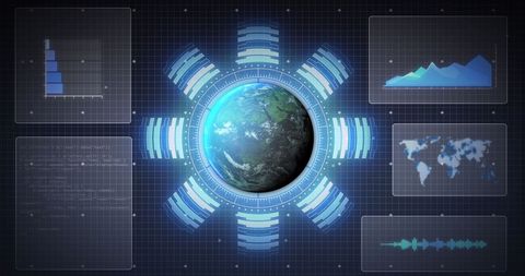 Futuristic Global Data Processing and Digital Interface - Download Free Stock Images Pikwizard.com