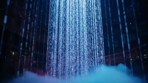 Glowing Display of Binary Cascade with Neon Atmosphere