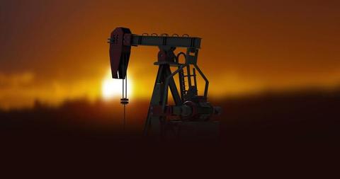 Silhouette of Pumpjack Operating at Sunset in Desert Landscape - Download Free Stock Images Pikwizard.com