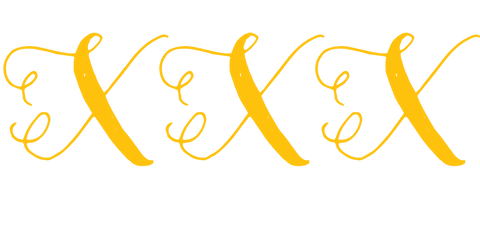 Transparent xxx text in yellow calligraphy style
