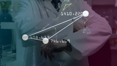Senior Scientist Concept with Networking Graphics in Laboratory