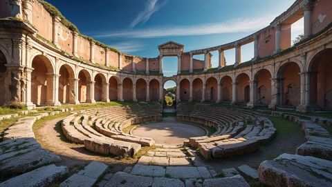 Timeless ancient roman amphitheater ruins inspired by trieste, italy