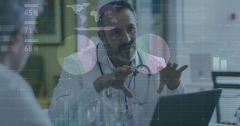 Doctor Explaining Clinical Data on Laptop with Stethoscope During Patient Consultation