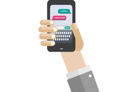 Hand Holding Smartphone Displaying Romantic Chat on Transparent Background - Download Free Stock Videos Pikwizard.com