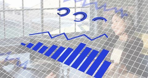 Holographic Business Analytics Overlay Showing 3D Charts and Team Collaboration in Boardroom