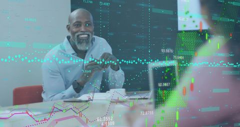 Collaboration in Diverse Office Environment with Financial Data Overlay