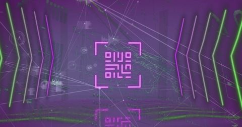Futuristic Digital Interface with Neon Geometric Patterns - Download Free Stock Images Pikwizard.com
