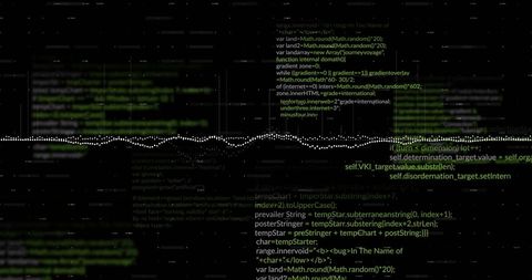 Dynamic data processing and visualization on black background