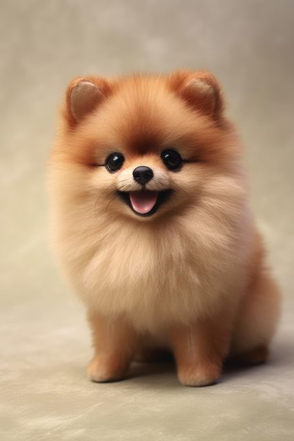 Adorable Pomeranian Puppy Sitting with Cheerful Expression - Download Free Stock Images Pikwizard.com