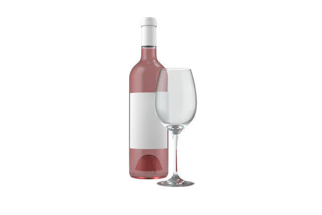 Bottle of Wine and Empty Glass with Pink Wine on Transparent Background - Download Free Stock Videos Pikwizard.com