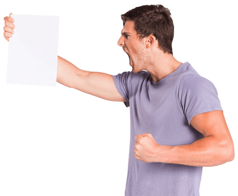 frustrated man yelling at blank transparent paper isolated - Download Free Stock Videos Pikwizard.com