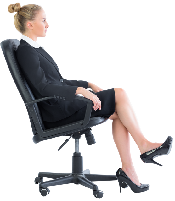 Transparent Side View of Blonde Businesswoman Sitting on Office Chair - Download Free Stock Videos Pikwizard.com