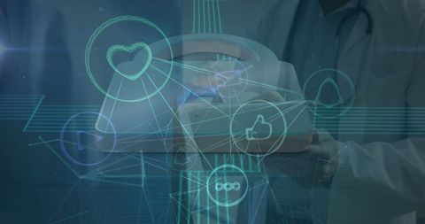 Futuristic Digital Healthcare Connections with Medical Icons