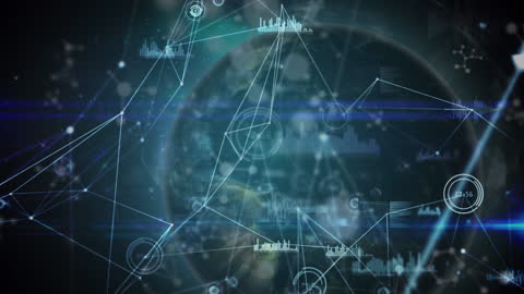 Futuristic Digital Network Globe with Data Visualizations