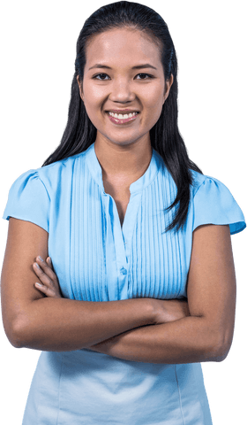 Confident Businesswoman Standing with Transparent Smile