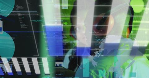 Data analysis in technology hub with engaged professionals