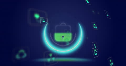 Abstract Cybersecurity Background with Lock Identity Symbols