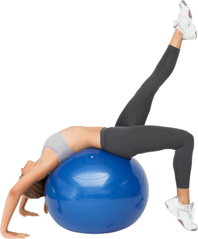 Transparent Woman Stretching on Exercise Ball in Workout Gear - Download Free Stock Videos Pikwizard.com