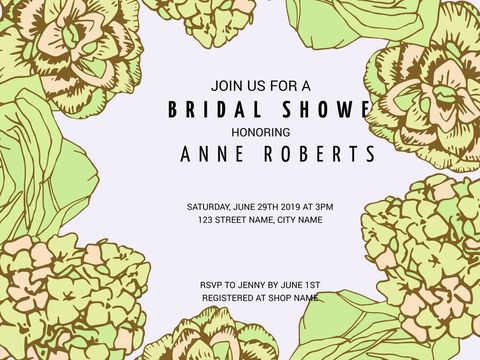 Elegant Bridal Shower Invitation with Floral Design - Download Free Stock Templates Pikwizard.com