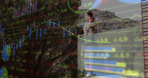 Woman Analyzing Growth Trends with Cultural Landscape