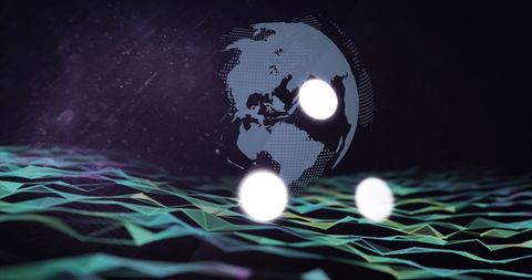 Digital globalization concept with globe and virtual waves