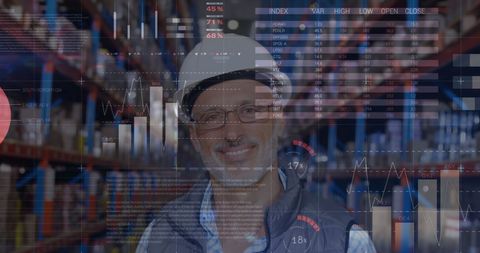 Warehouse Supervisor with Overlay of Data Visualizations in Logistics Sector - Download Free Stock Images Pikwizard.com