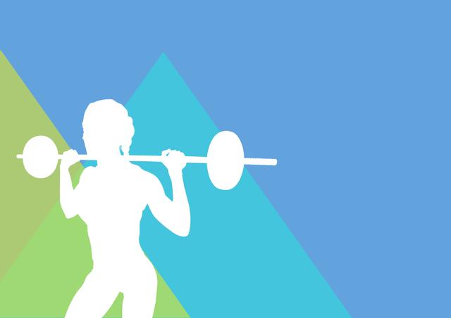 Digital composite image of woman doing exercise with barbell