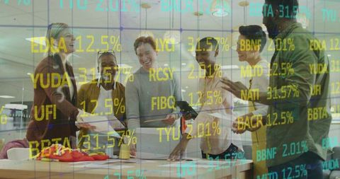 Diverse Team Collaborates on Financial Strategy in Modern Office