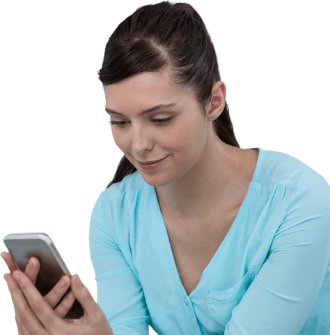 Transparent Background Businesswoman Engaged with Smartphone - Download Free Stock Videos Pikwizard.com