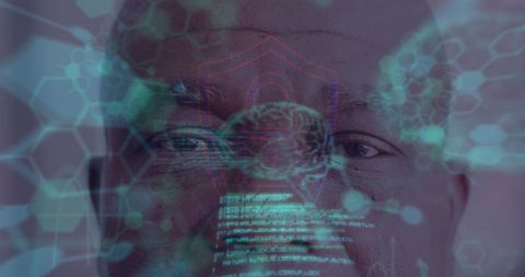 Digital Interface Overlay on Professional Thinker Conveying Innovation - Download Free Stock Images Pikwizard.com