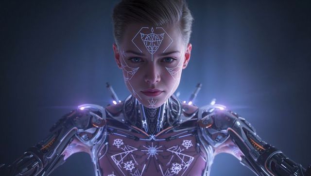 Futuristic Cybernetic Humanoid with Glowing Circuits